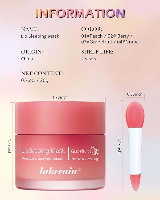 Sleeping Lip Mask, Overnight Hydrating & Prevention Dry and Cracked Lips Scrubs Exfoliator & Moisturizer, Ultra-Nourishing Lip Sleeping Mask with Wand, Lip Care Therapy Treatment for Women-04#Grape