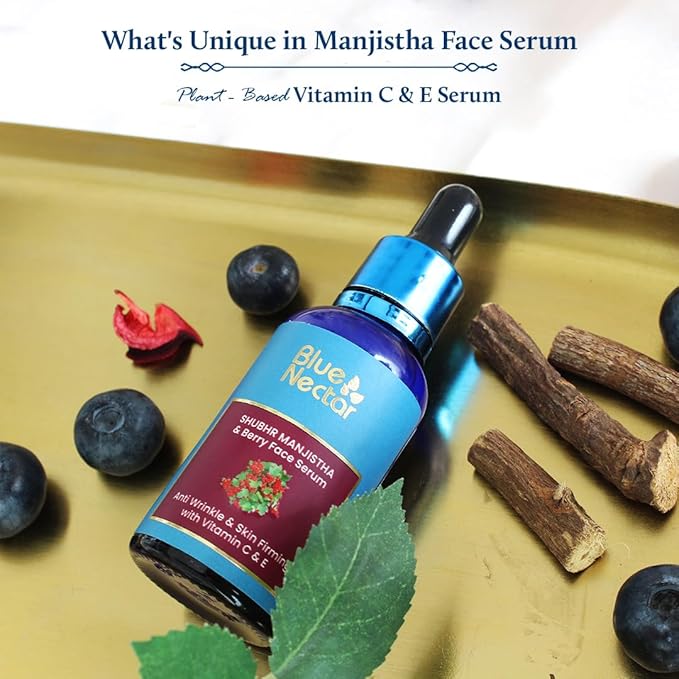 Blue Nectar Manjistha Vitamin C Face Serum for Anti Wrinkle & Skin Firming (1FlOz) Along with Anti-Aging Face Moisturizer for Women for Deep Moisturization (1.76 Oz)