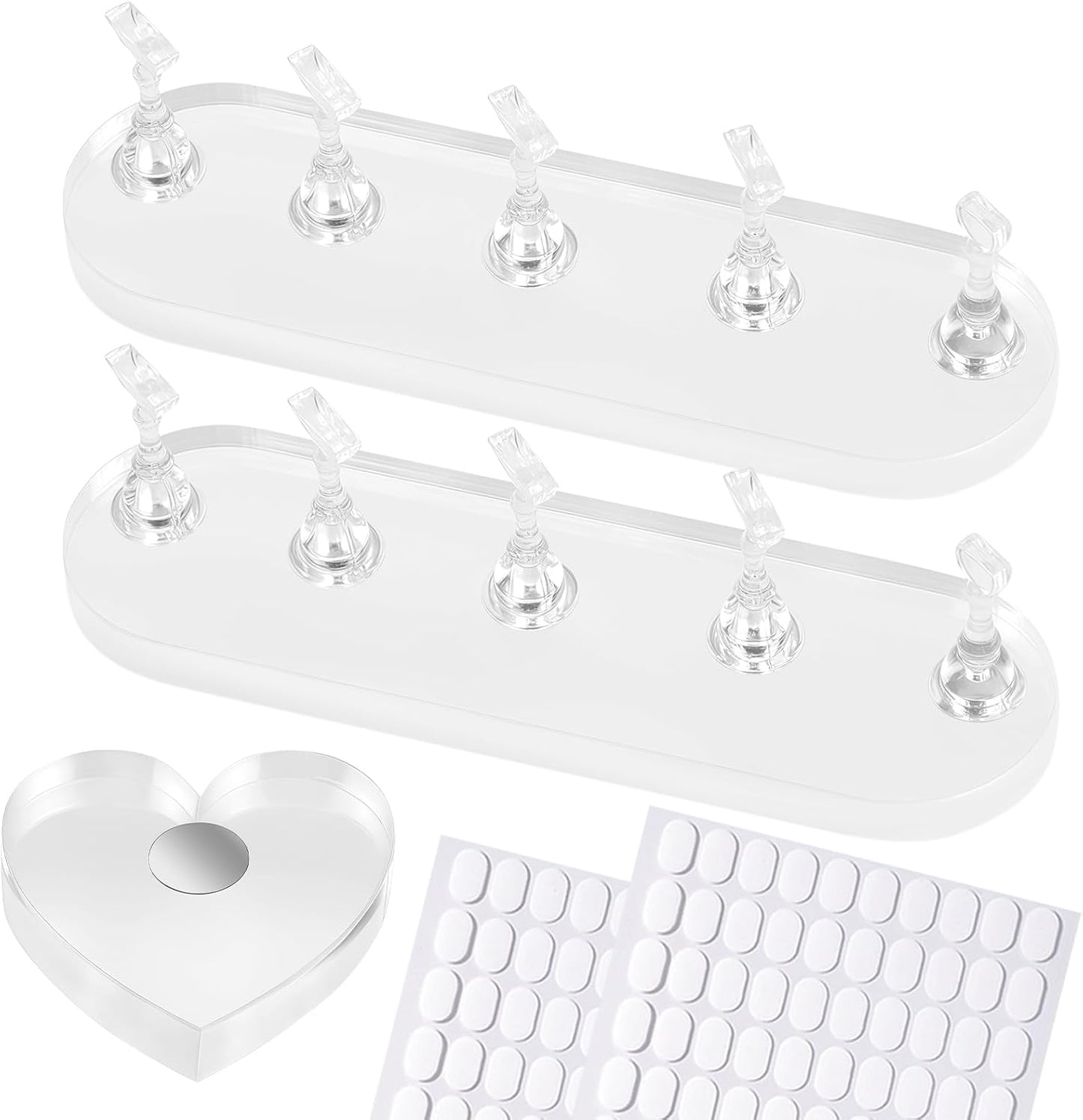 Nail Stand For Press On Acrylic Strong Magnetic Nail Holder Kit For Painting Nails Tip Arts Display Stand With 200 PCS Double-Sided Tape And 1 Heart Shaped Acrylic Magnetic Presson Stand