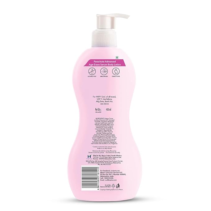 Parachute Advansed Body Lotion for Women, Age Erase Serum, Retinol, Coconut Milk, 100% Natural, All Skin Type | 13.5 fl oz | Pack of 2