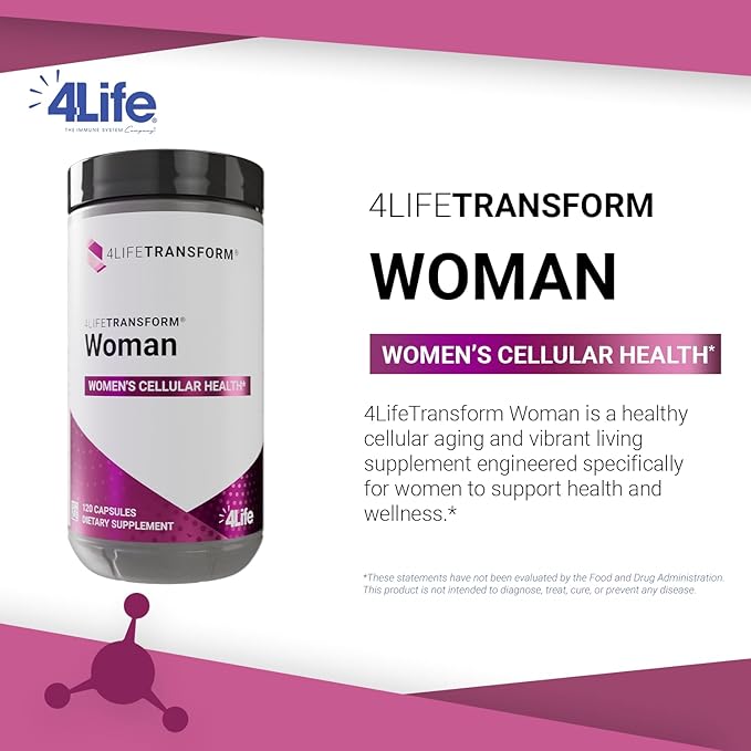 4LifeTransform Woman – Cellular Aging & Wellness Supplement for Women - Velvet Bean & Evening Primrose Extracts - Supports Healthy Skin & Nitric Oxide Production - 120 Capsules