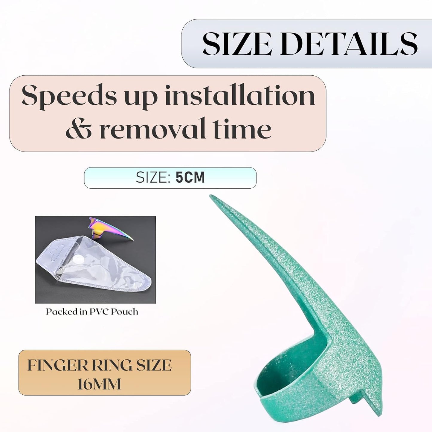 Quick Braid Aid Finger Parting Tool - Stainless Steel Stitch Braiding Tools for Durable Dreadlocks Wig, Weave Hair & Installation of Human Hair Extensions Beader Tool (Green Glitter)