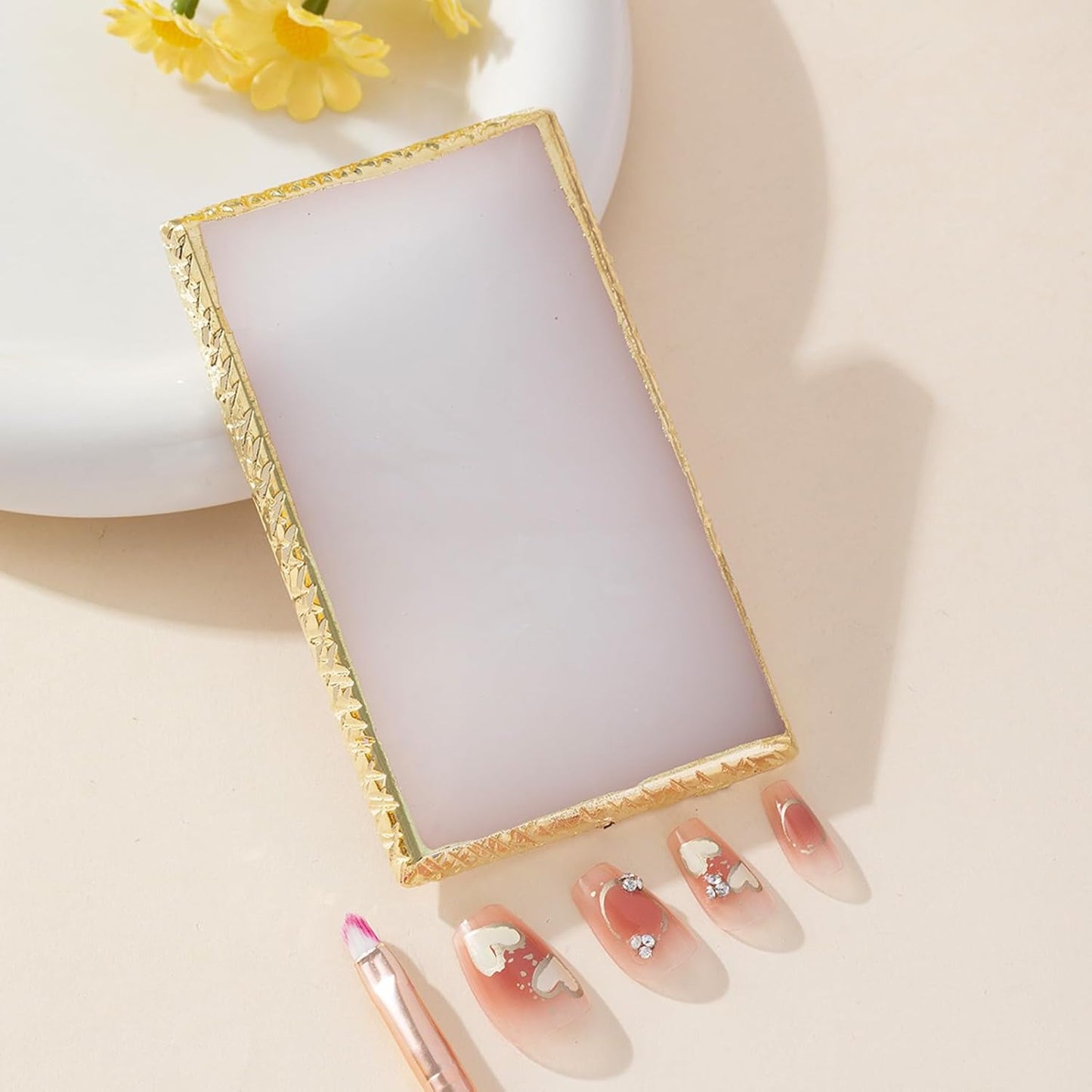 Resin Nail Art Palette Nail Polish Palette Nail Palette Nail Pallet for Nail Art (Pink)