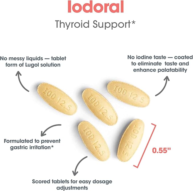 Optimox Iodoral 12.5mg Supplement – Iodine for Thyroid Support, Potassium Iodide Tablets, Lugol Solution, Daily Vitamins & Minerals - 90 Count