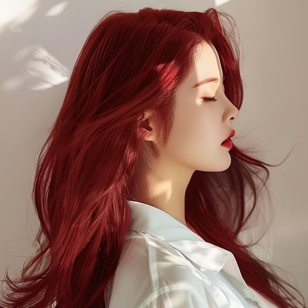 eZn Pudding Hair Dye, Ammonia-Free, Semi-Permanent DIY Korean Hair Dye Color with Keratin, Odorless Gentle for Sensitive Skin No Skin Irritation (Fiery Red)