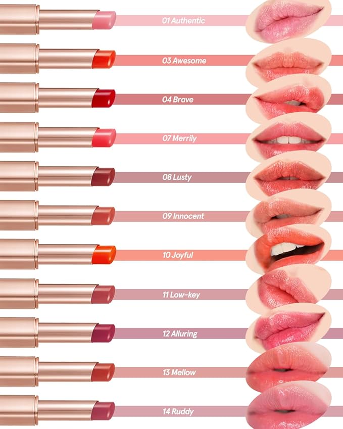 ATHÉ Authentic Lip Balm 13 MELLOW, Korean Vegan Color Lip Blam, Long Lasting Buildable Glow Lip Balm without Stickiness, Cruelty-Free, Clean-Beauty, 0.11oz.