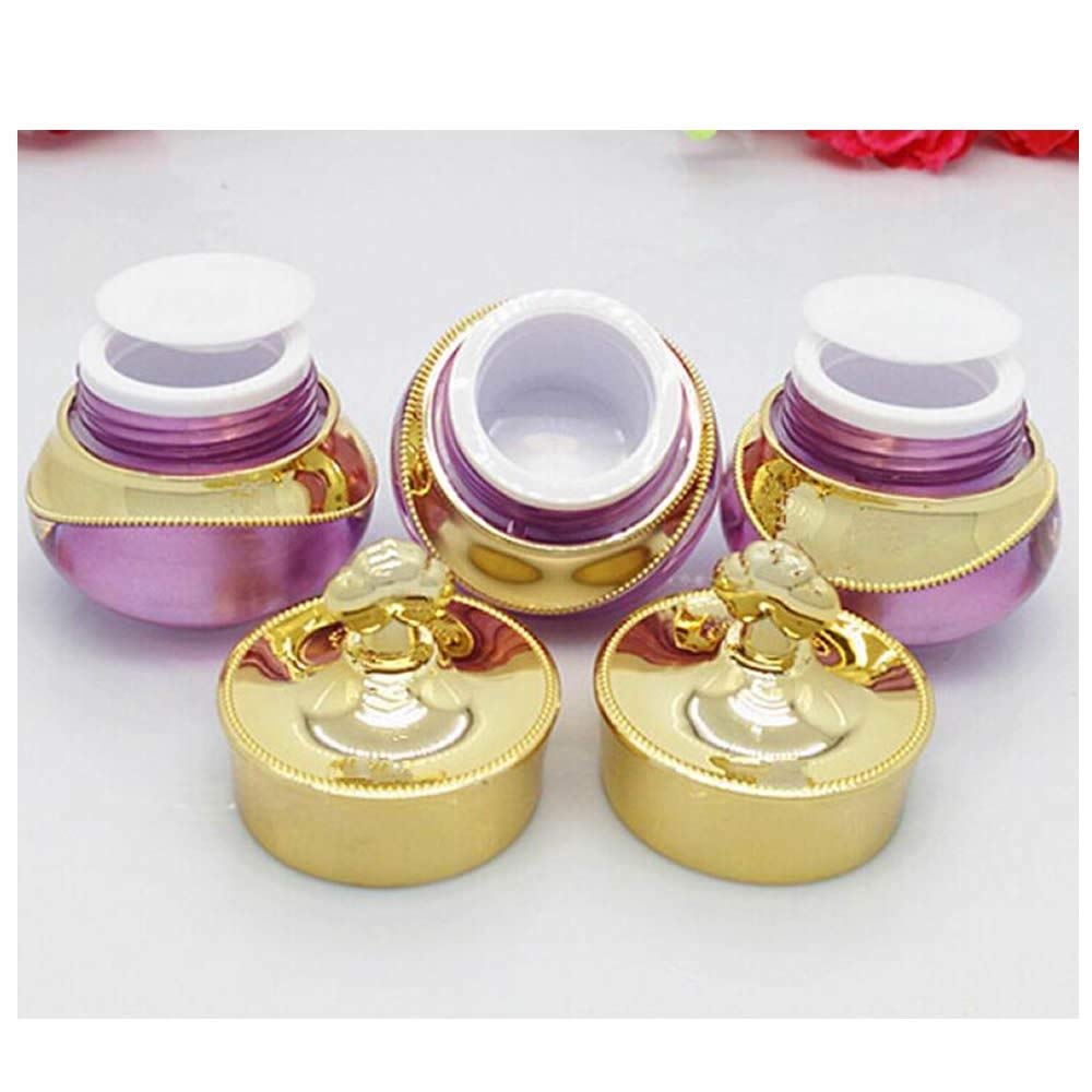 10 Packs 5 gram/5ml Gold Crown Empty Cream Jars Lip Balm Bottles Container Refillable Cosmetic Sample Jars Makeup Plastic Jar with Lid Cosmetic Trial Case for Lotion Creams Eyeshadow(Purple)