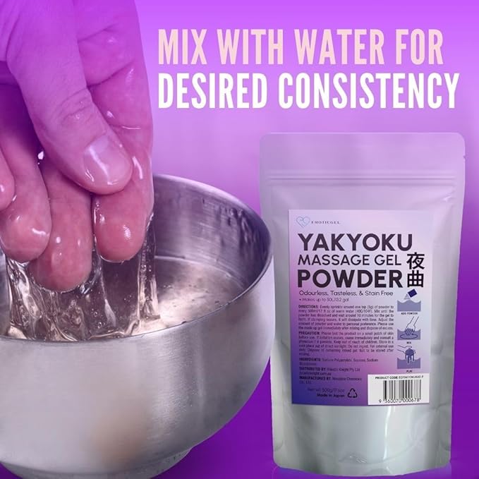 EROTICGEL Japanese Massage Gel Powder (500g) - Yakyoku Edition| Resealable Sachet | Slippery, Odorless, Tasteless, and Stain-Free | Made in Japan | Massage Powder Makes Up to 50L/13.2 gal of Gel