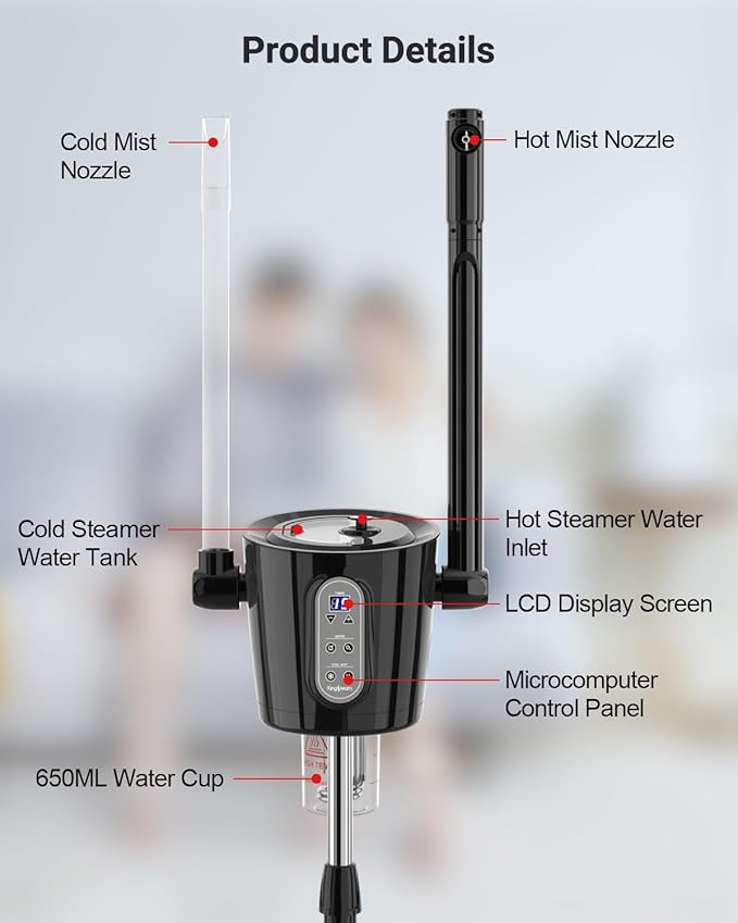 Kingsteam 2-in-1 Hot & Cold Facial Steamer with Ozone & Ionic Technology,Deep Cleansing & Moisturizing,30-Min Timer,Large Water Tank for Professional Estheticians, Beauty Salons & Home Use