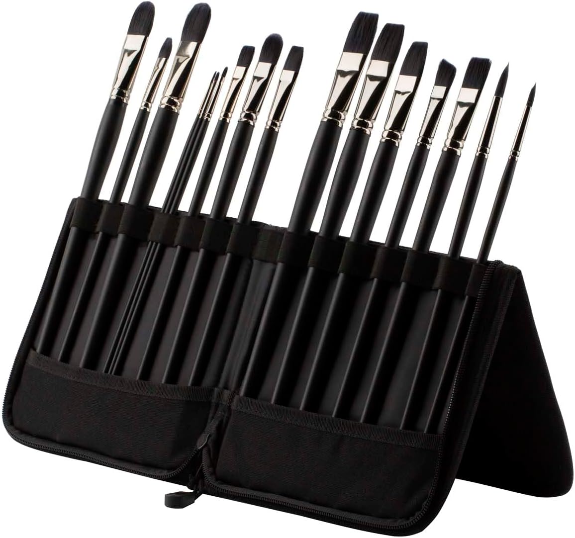 Creative Mark Folding Paint Easel & Travel Case - 13" Long - Compact Brush Holder Organizer for Long Handled Paintbrushes - Durable Paint Brush Bag for Storage - Holds up to 20 Brushes