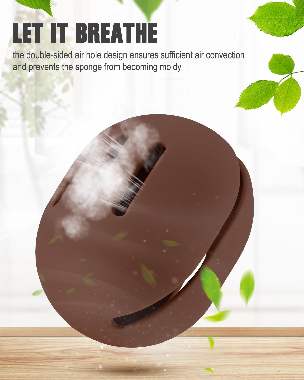 FERYES Makeup Sponge Holder – Shatterproof Eco-Friendly Silicone Beauty Make Up Blender Case for Travel - Brown