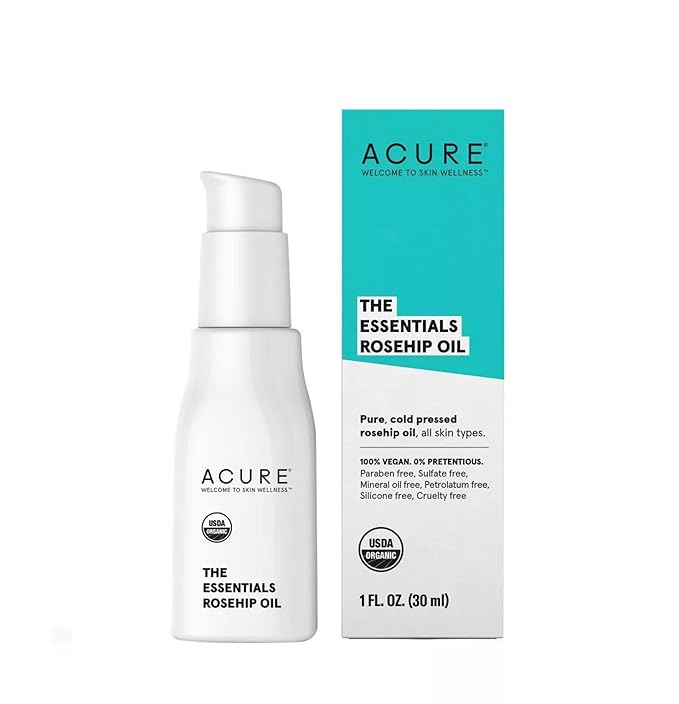 Acure The Essentials Rosehip Oil - Cold Pressed Dry Oil to Balance Moisture, Delivering Essential Fatty Acids - 1 oz