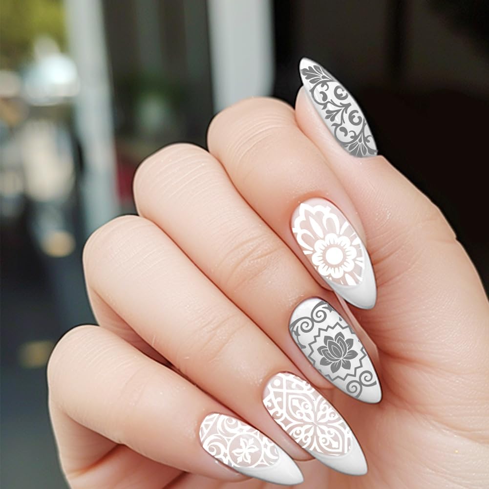 benikmake 3pcs Retro Pattern Nail Stamping Plate Nail Printing Stainless Stencil for Manicure Salon Mosaic Tile 6x12cm 2.36x4.7inch