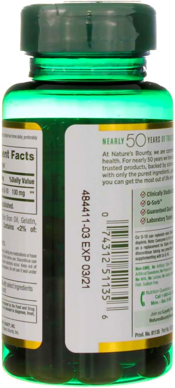 Nature's Bounty CoQ10, Helps Maintain Healthy Blood Pressure, 100 mg, Rapid Release Softgels, 75 Count
