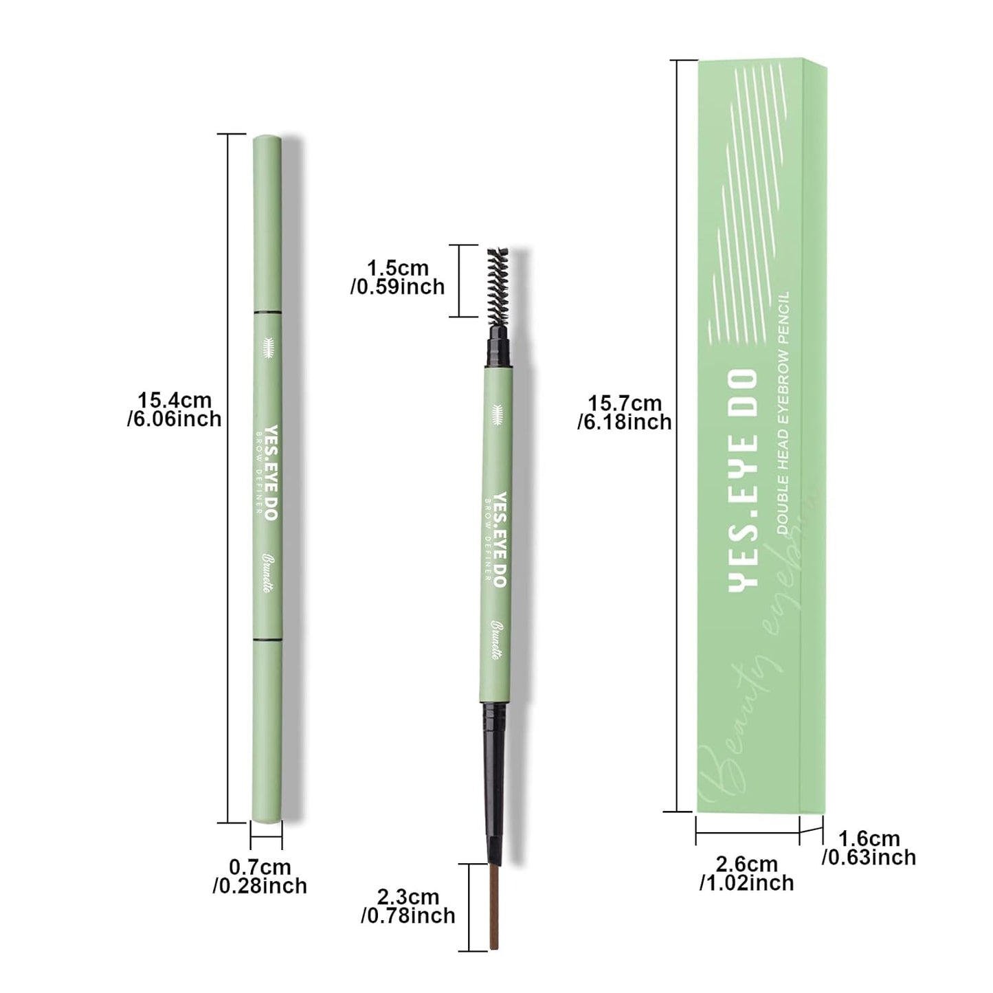 Grey Brown Eyebrow Pencil, Ultra Slim Automatic Eyebrow Pen Long Lasting, Waterproof Micro Fine Triangle Tip Double Head Brow Sculptor for Natural Eye Brow Lamination Makeup Look, Brunette, YES.EYE DO