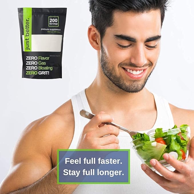 Prebiotic Fiber Supplement for a Healthy Gut | Fiber Powder with Zero Grit Zero Taste and No Bloating or Gas | Feel Full Faster | Keto Non-GMO Gluten Free Vegan 200 Servings