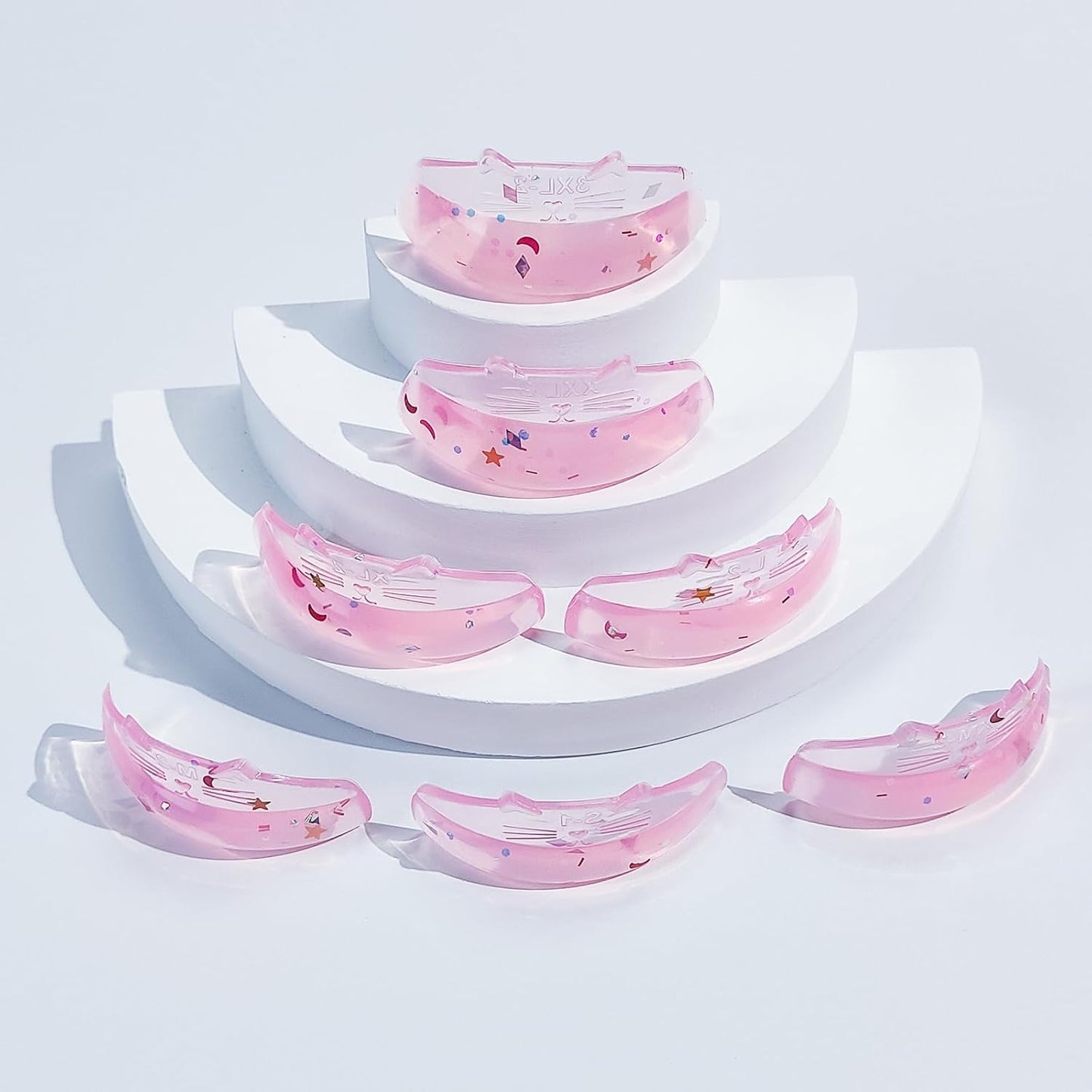 Libeauty Premium Lash Lift Rods, Eyelash Lift Shields 7 Sizes, Reusable Silicone Pads for Eyelash Curling & Lifting, C-Curl Pink Cat Shape