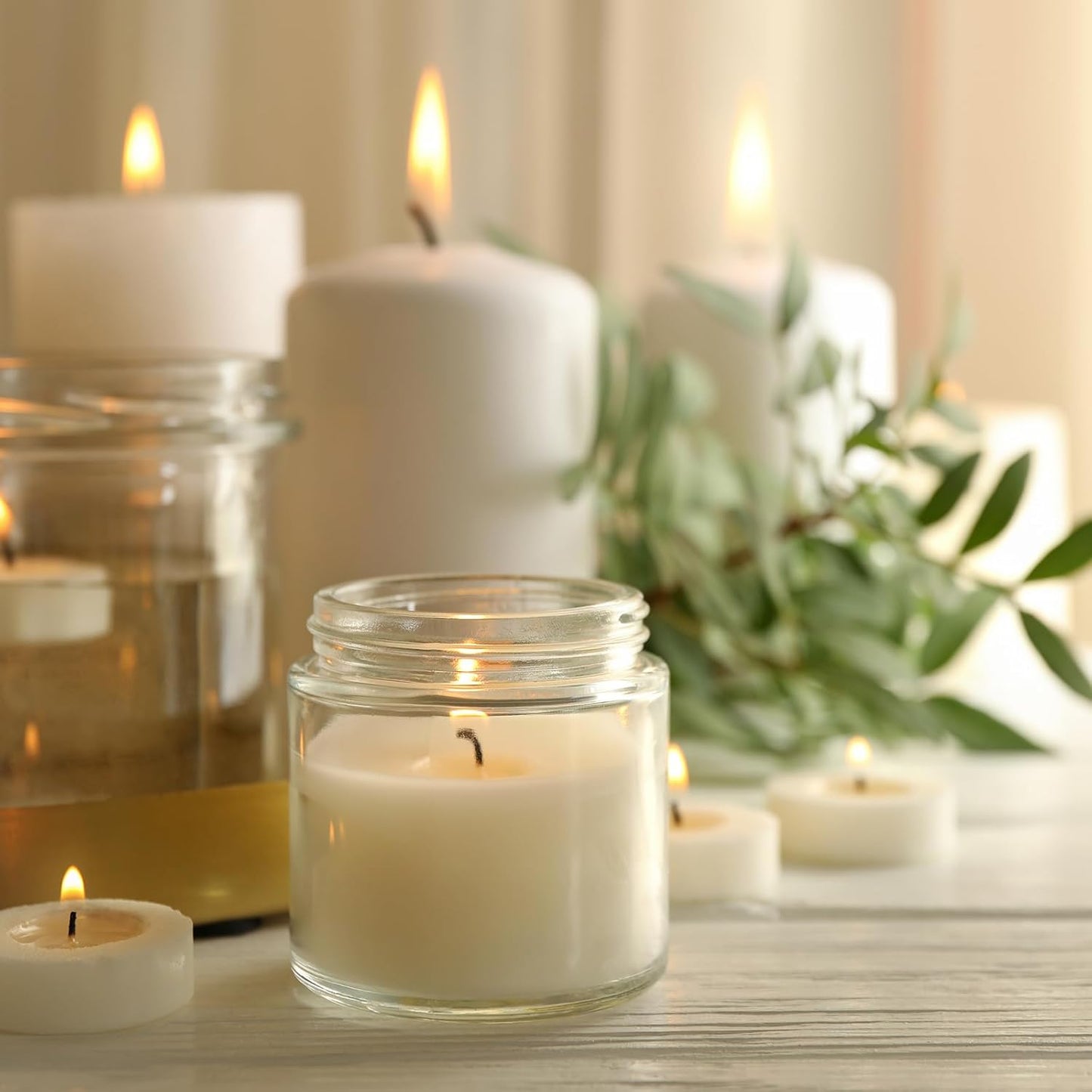 KEYWING 2 oz Small Glass Jars with Black Lids, 48 Pack Clear Glass Cosmetic Jars, Empty Sample Container with Inner Liners for Lotions, Cream, Ointments and Powders