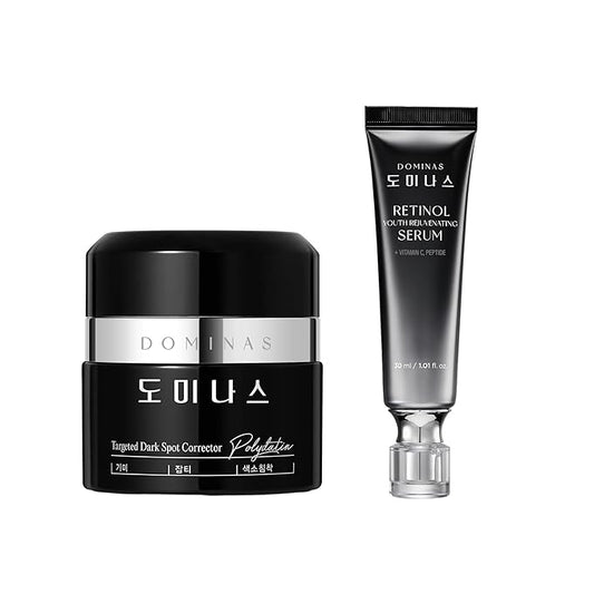 Advanced Korean Cream (1.76oz) + Retinol Serum (1fl oz) Hydration & Firming Skincare Duo with Niacinamide, Peptide, Vitamin C, TECA – Targets Fine Lines, Pigmentation & Elasticity