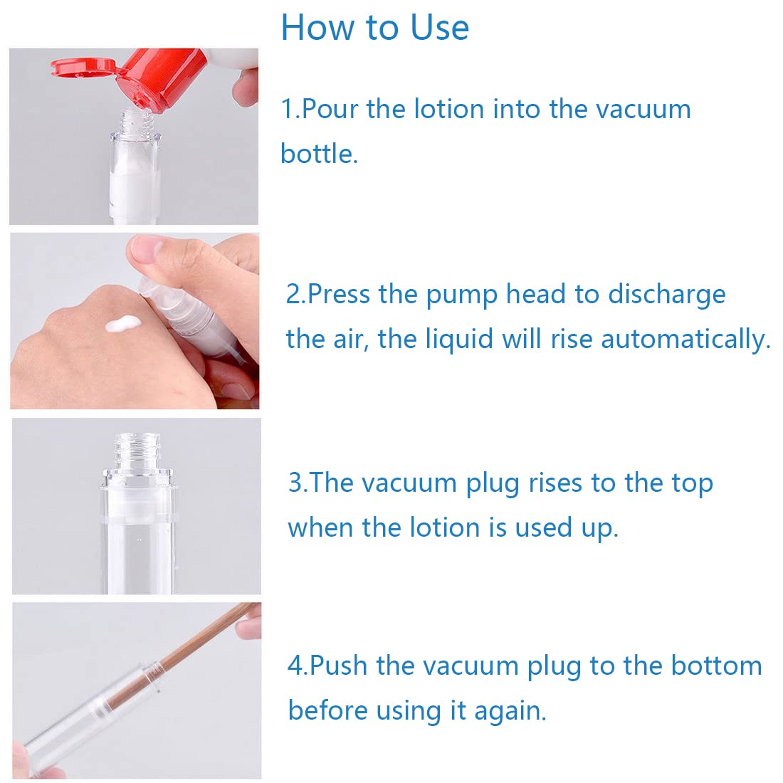 5ML Airless Pump Bottle-Empty Refillable Airless Vacuum Pump Cream Lotion Bottle Travel Bottles Toiletries Liquid Container for Cosmetic Make-up Pack of 6 (Transparent)