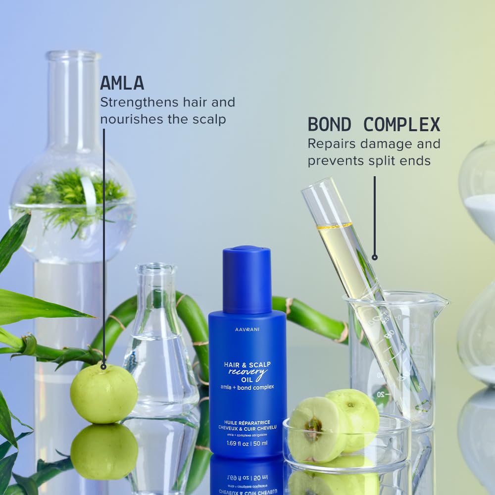 AAVRANI Hair & Scalp Recovery Oil - Rosemary, Bond Complex, & Amla Treatment for Damaged Hair, Frizz Control, & Hair Growth - Vegan - 1.69 Fl Oz