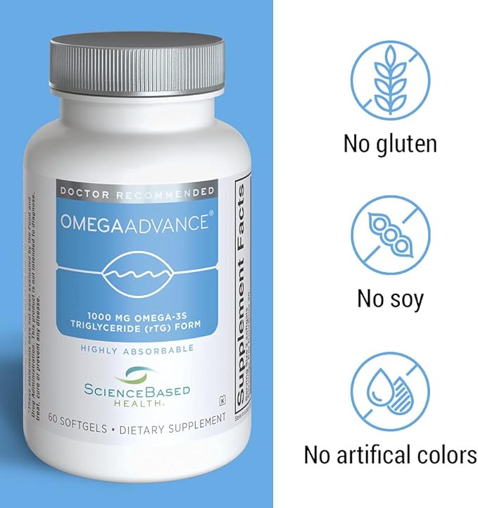 OmegaAdvance Omega-3 Fish Oil Supplement 1000 MG. 60 Softgels