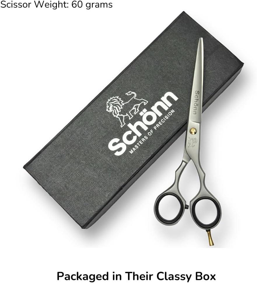 Hair Cutting Scissors, Schönn Hair Scissor, Professional 6.0 inch Right-Handed Barber Shears - German Stainless Steel, Hand Sharpened (6.0 Inches)