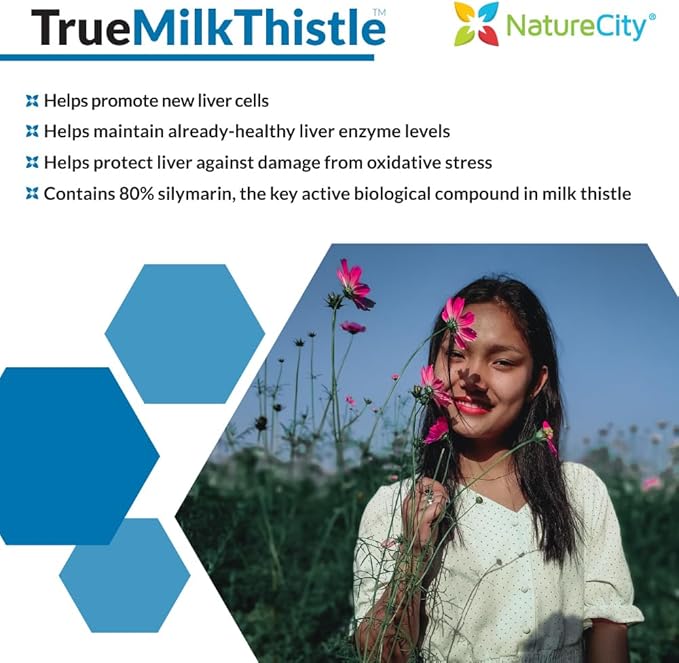TrueMilkThistle | Milk Thistle Liver Supplement 525mg Milk (80% silymarin) 420mg of (60 Veggie