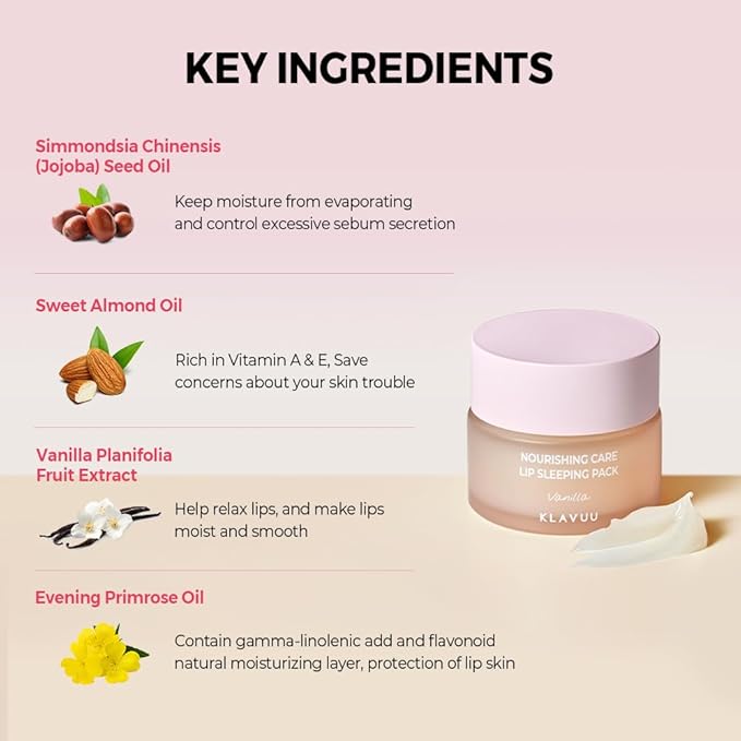 Klavuu Lip Mask Set (2PCS) โ Overnight Deep Hydrating Korean Lip Balm Treatment for Very Dry, Chapped Lips | Lip Lightening & Plumping with Instant Hydration | Gentle Exfoliating (Vanilla & Coconut)