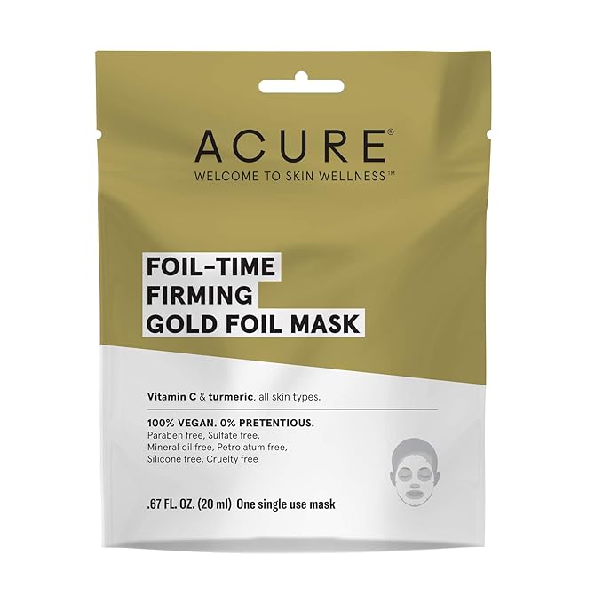 ACURE Foil Time Firming Gold Foil Mask Single, 0.67 Fl Oz