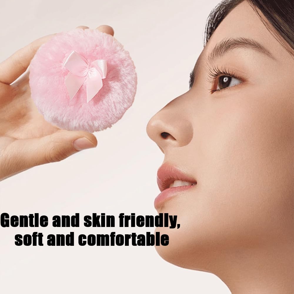 Luxury 4.2 Inch Glass Powder Container with 2 Plush Puffs|Non-Sealed Refillable Organizer for Body Powder&Makeup|Setting Powder Applicator w/Loose Powder Storage(Pointed Cylinder-Colorful-Large)