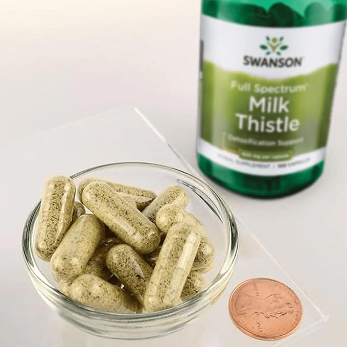 Swanson Milk Thistle-Herbal Liver Support Supplement-Natural Wellbeing-(100 Capsules, 500mg Each)