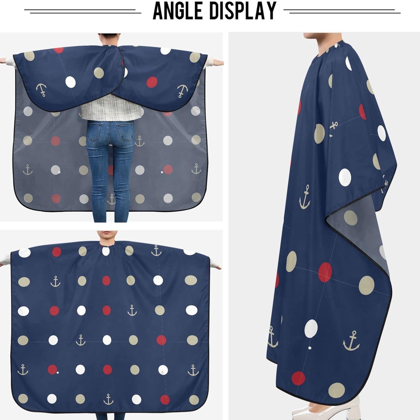 visesunny Barber Cape Marine Seamless Pattern Polyester Hair Cutting Salon Cape Apron Anti-Static Haircut Water-Resistant Shaving Cloth Beard Shaving Bib Hairdressing Cape