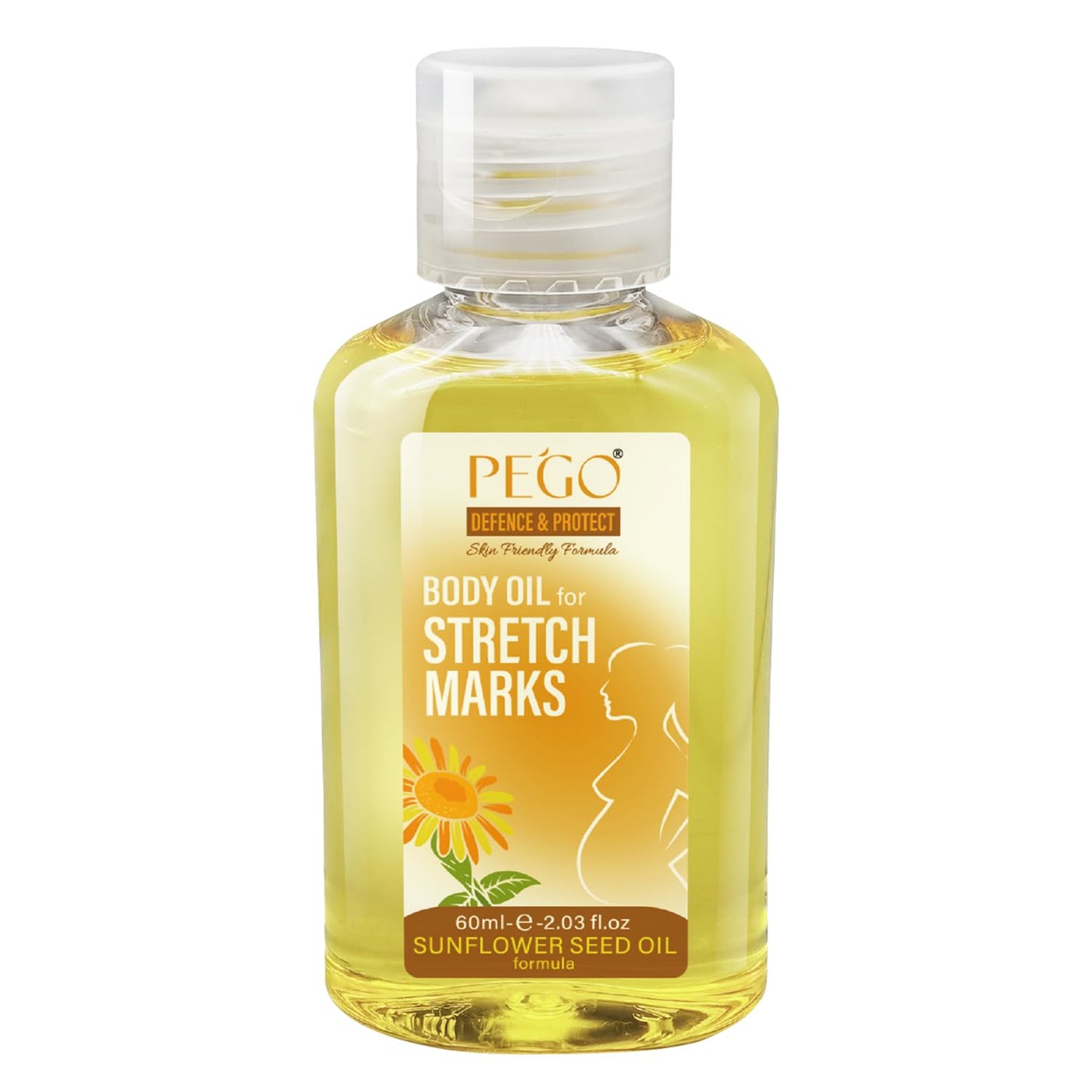 PEGO Stretch Mark Oil for Pregnancy, Maternity Body Oil for Stretch Mark Prevention & Reduction, Hydrating Skin Care, 2.03oz (1Pack)