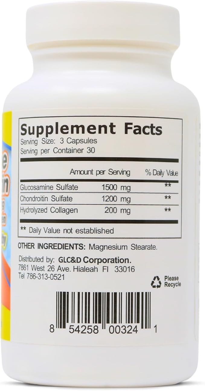 Glucosamine & Chondroitin 1500mg-1200mg with Collagen, (90 Capsules/Pack 1)
