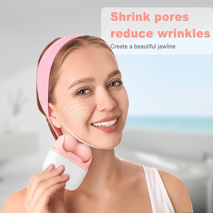 Small Ice Roller with Case & 2 Pcs Facial Cleansing Brushes