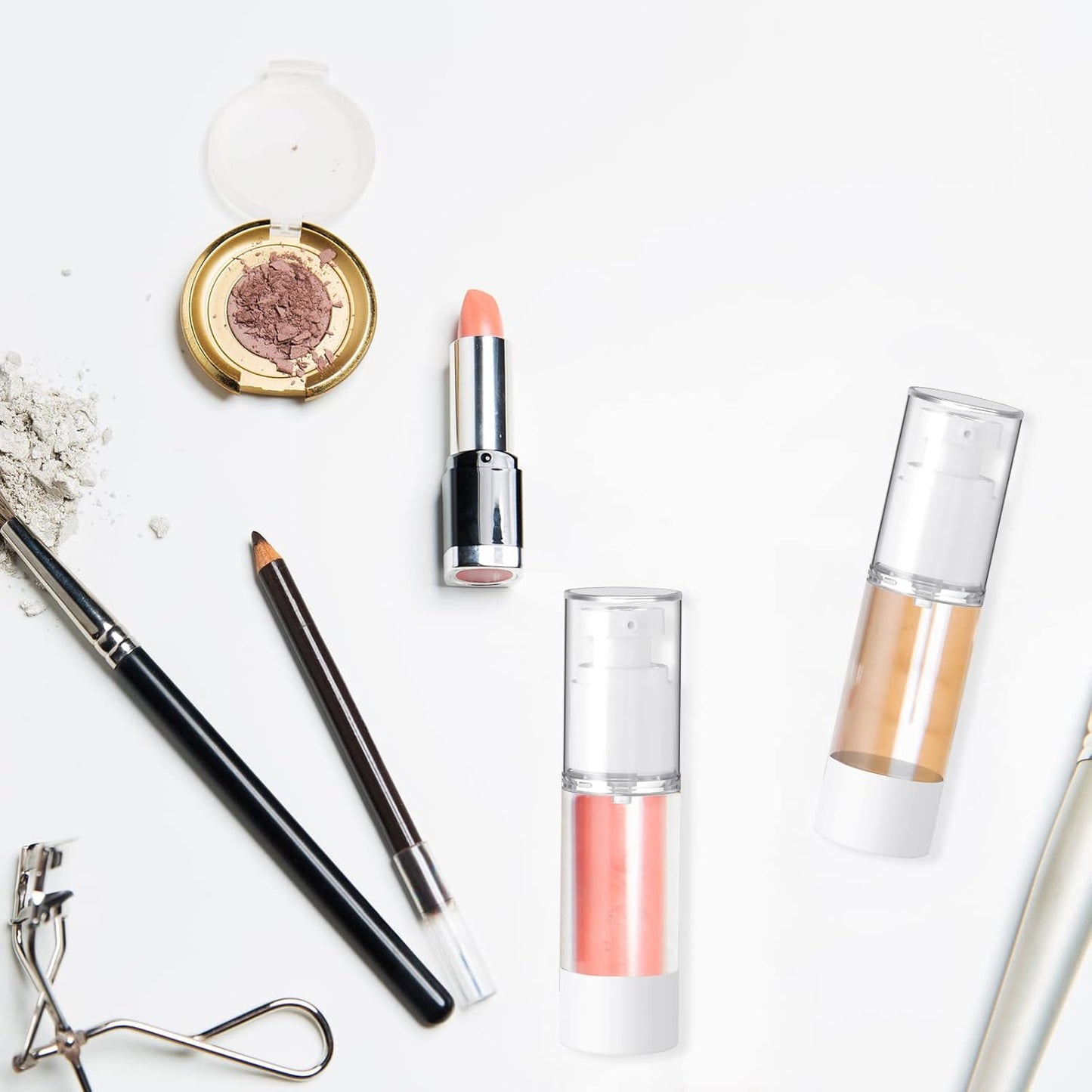 Sabary 60 Pcs Clear Airless Pump Bottles Refillable Cosmetic Travel Size Dispenser Vacuum Plastic Travel Bottles Empty Lotion Pump Dispenser Liquid Toiletry Container(2.7 oz)