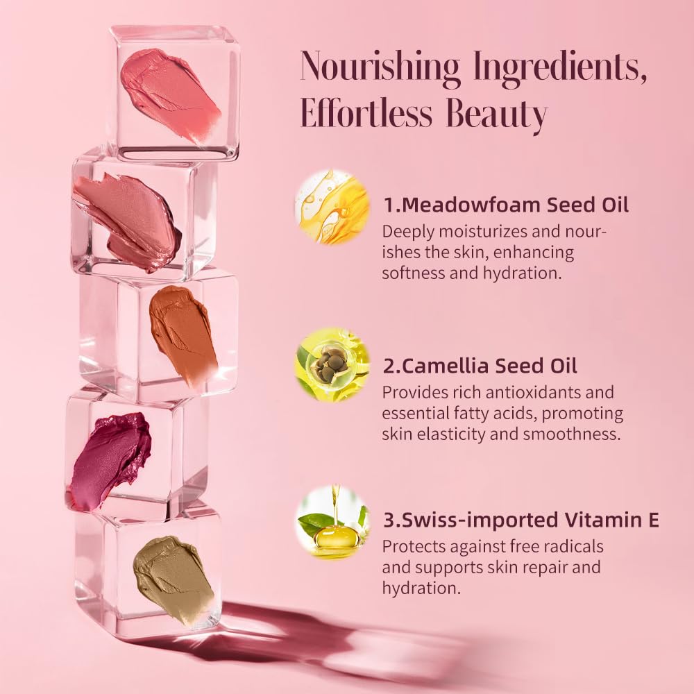 Multi-Use Waterproof Makeup Cream Blush Stick with Brush, 3-in-1 Buildable Blush Stick for Cheeks, Eyes, and Lips, All day wear, Easy Application(01 WHISPER)