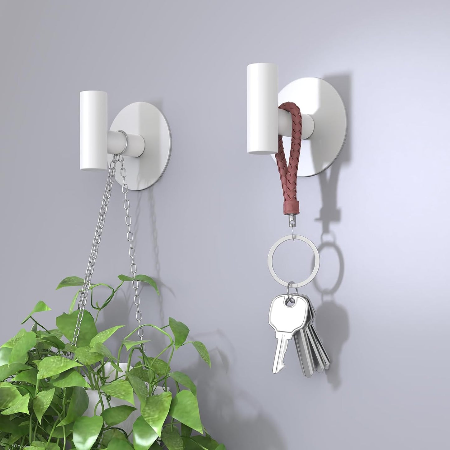 Heavy Duty White Towel Hooks, Stainless Steel Adhesive Coat Hooks for Bags, Towels, Robes, Hats, Aprons – No Drill Bathroom, Kitchen, Hotel Wall Hooks (2 Pack)