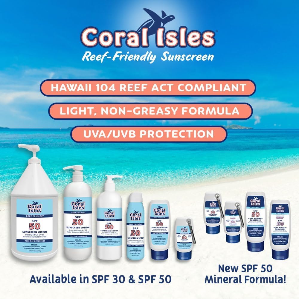 Coral Isles by Rocky Mountain Sunscreen | SPF 30 Lotion | Broad Spectrum UVA/UVB Protection | Hawaii Reef-Safe Act Compliant | Oxybenzone & Octinoxate Free | Water Resistant 80 Min. | 16 Fl Oz