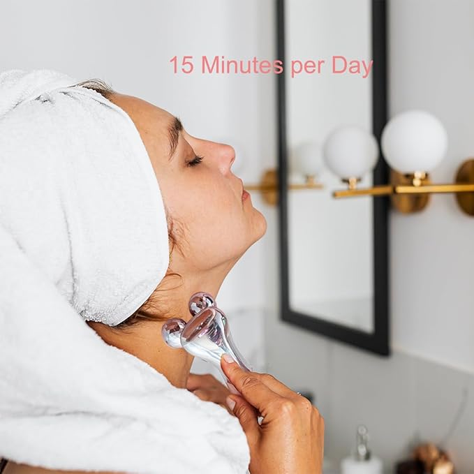 4D Facial Beauty Roller Massager โ Double-Ball Neck Lift Device with 12 Massage Modes, 5 Vibration Levels & 9 Intensity Settings for Face & Body Sculpting (Silver)