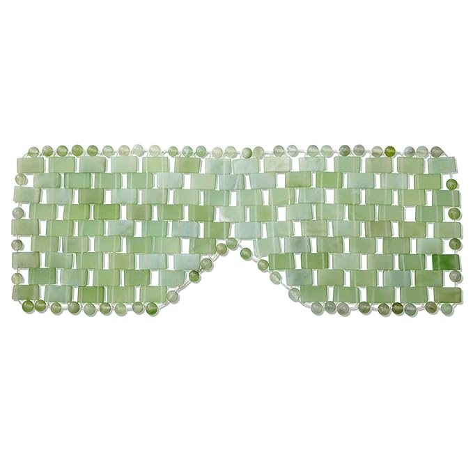 gemshan Jade Eye Mask 100% Natural Real Jade Stone Reusable Eye Mask for Hot & Cold Anti Aging,Headache and Migraine Relief Jade Mask for Women Men