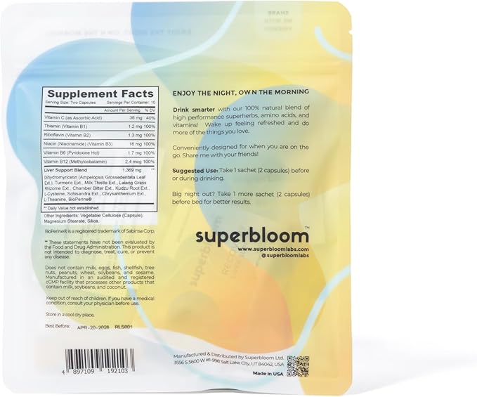 superbloom Recovery Liver Support 10 Sachets, 20 Capsules