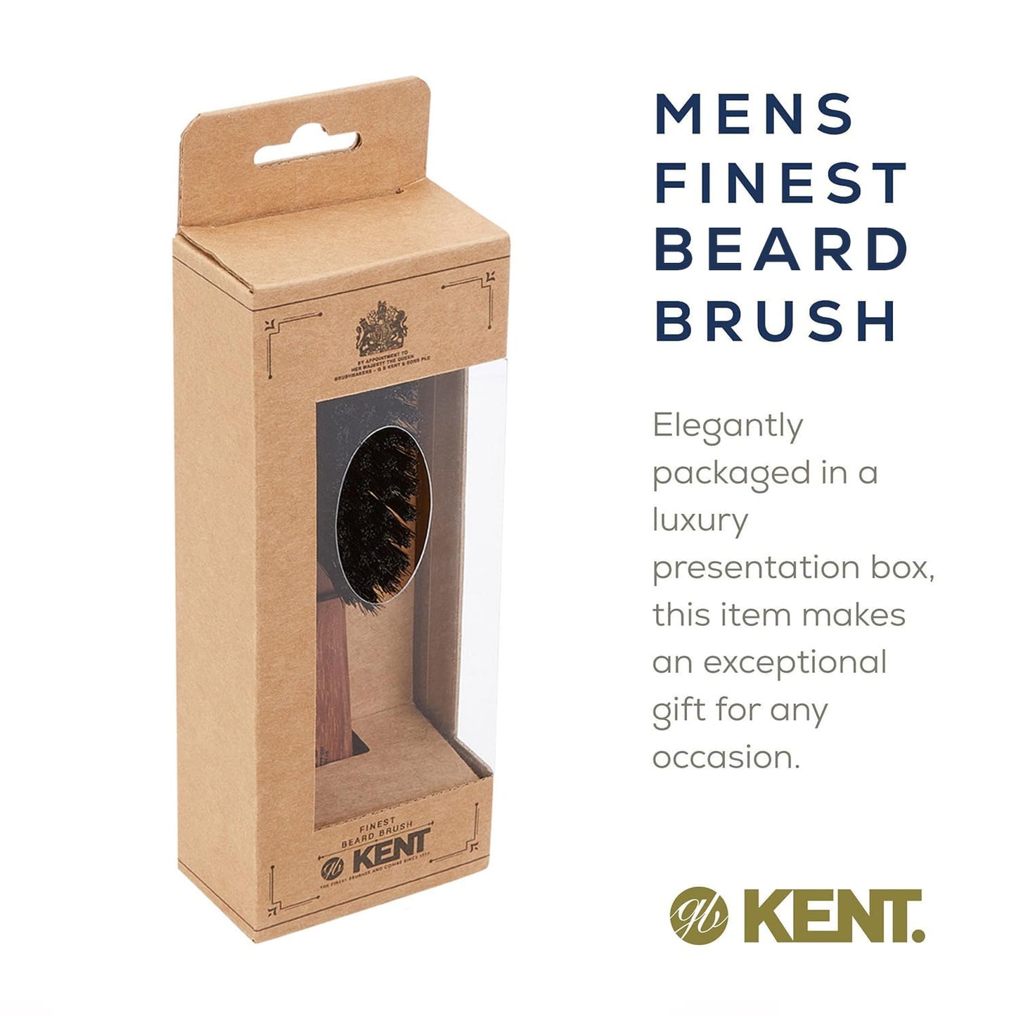 Kent BRD7 Horsehair and Nylon Blend Soft Beard Brush for Men for Flawless Shaping and Grooming, Ergonomic Grip Beechwood Handle, for Mustache and Beards, Distributes Oils and Balms. Made in England