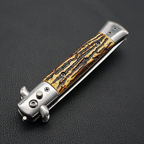 Pocket Folding Flick Hair Comb For Beard, Mustache, Head Black Pearl Handle ~ Mens Pocket Comb stainless steel spring jump Brush Salon Beauty Tool