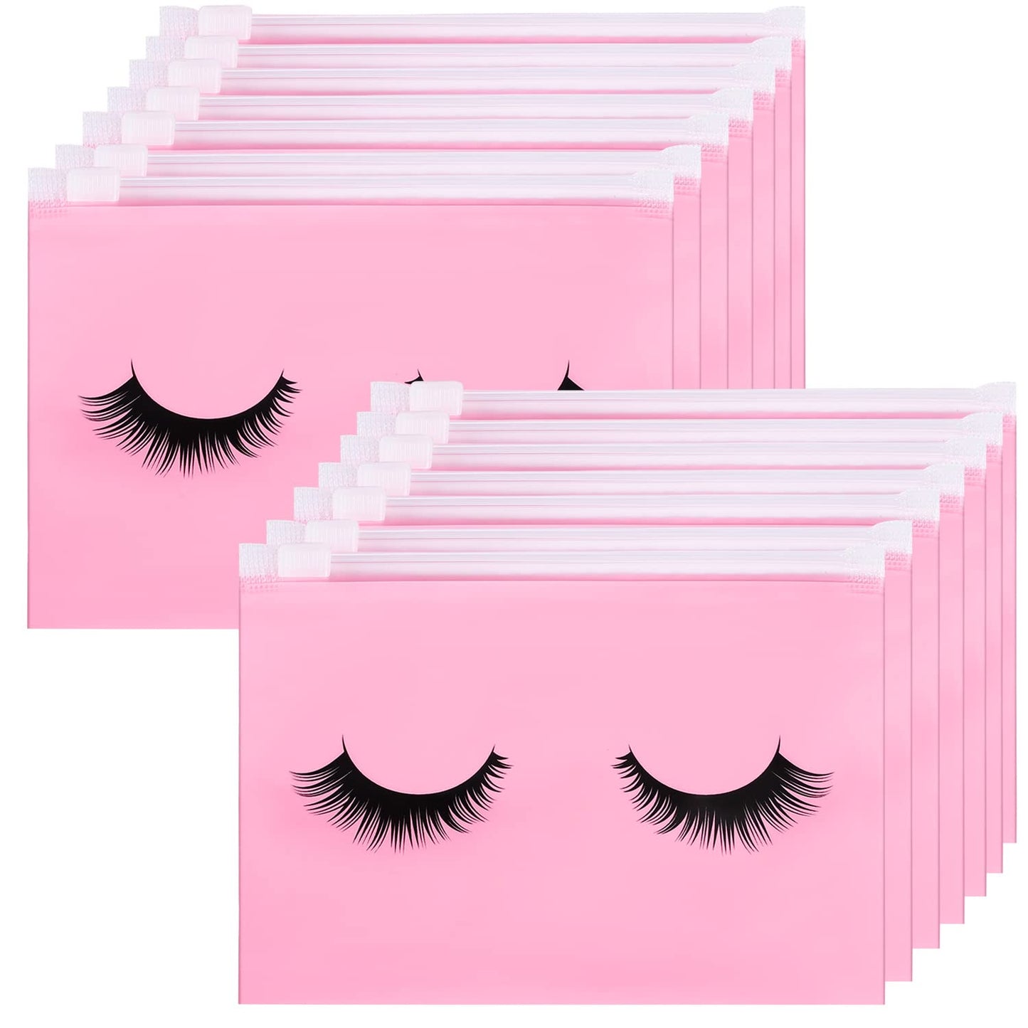 Noverlife 100PCS Eyelash Bags, Eyelash Aftercare Bags, Cosmetic Bags Packaging with Small Zipper, Empty Lash Makeup Storage Bags Pouches Women Travel Pouch Cases, 6" x 4" / 15 x 11cm
