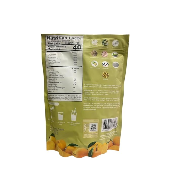 Cris Cosmetics Milky Mango Glutathione and Collagen Drink 10 Sachets