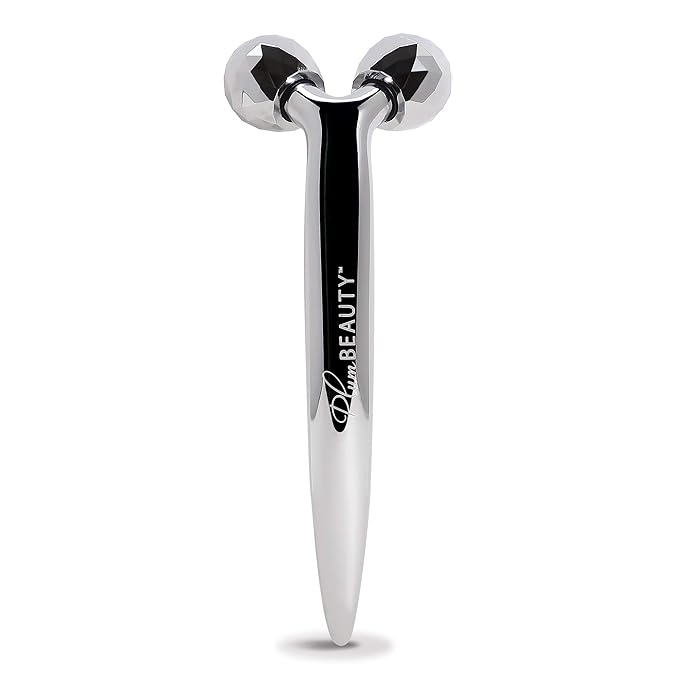 Contouring Face Roller - Skin Care Face Massager Tightens & Tones Skin Appearance, Improves Complexion, and Reduces Aging & Wrinkles, Silver
