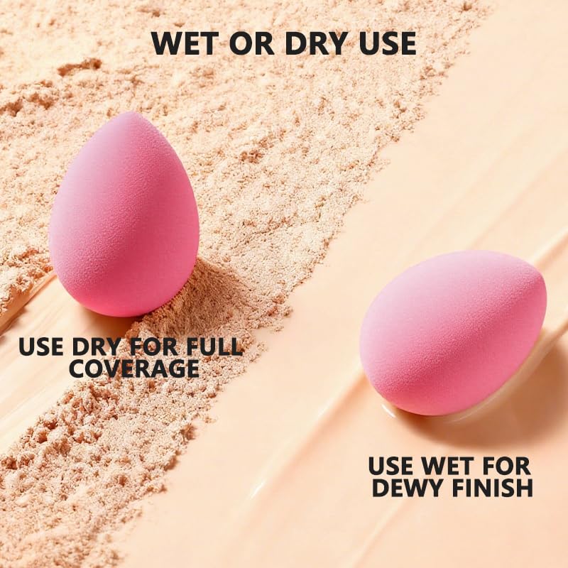 6Pcs Pink Makeup Sponge Set 6– Beauty Blender for Foundation, Concealer, Powder & Cream – Soft, Latex-Free Cosmetic Applicators