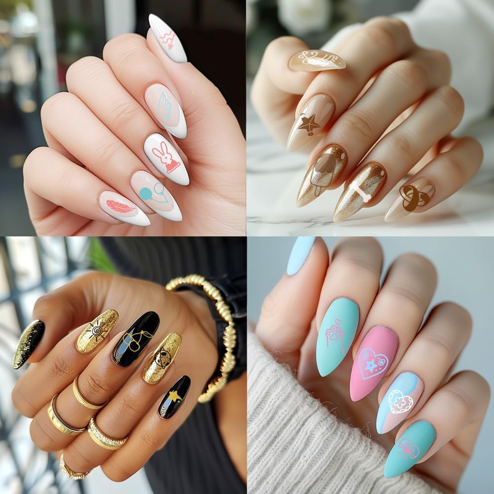 3Pcs Stars Planets Nail Stamping Plate Set Moon Flowers Heart Nail Stamp Templates Metal Reusable Tools with Stamper Scraper for Manicure Printing